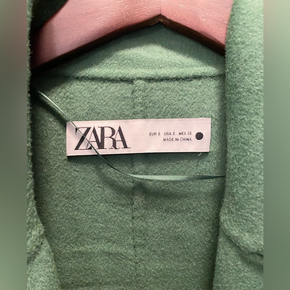 Green Zara Belted Wool Trench - Picture 4 of 7